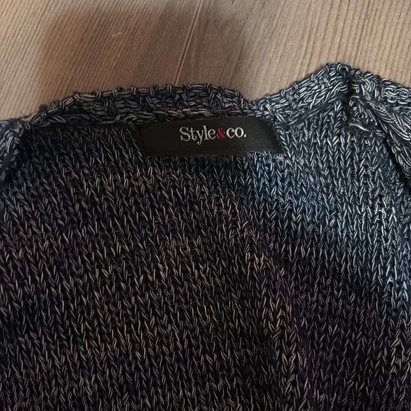 NWOT Style & Co. Blue Open Front Sweater Cardigan Fringe 3/4 Sleeve Sz S - Picture 4 of 6